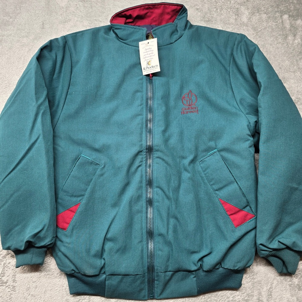 NWT Vintage K Products Men's Bomber Jacket Medium‎ Teal Logo Made in USA